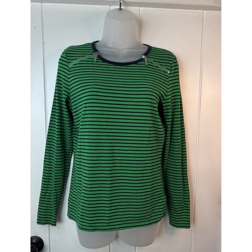 Michael Michael Kors Cotton Blend Sweater Stripes Zipper Details Small